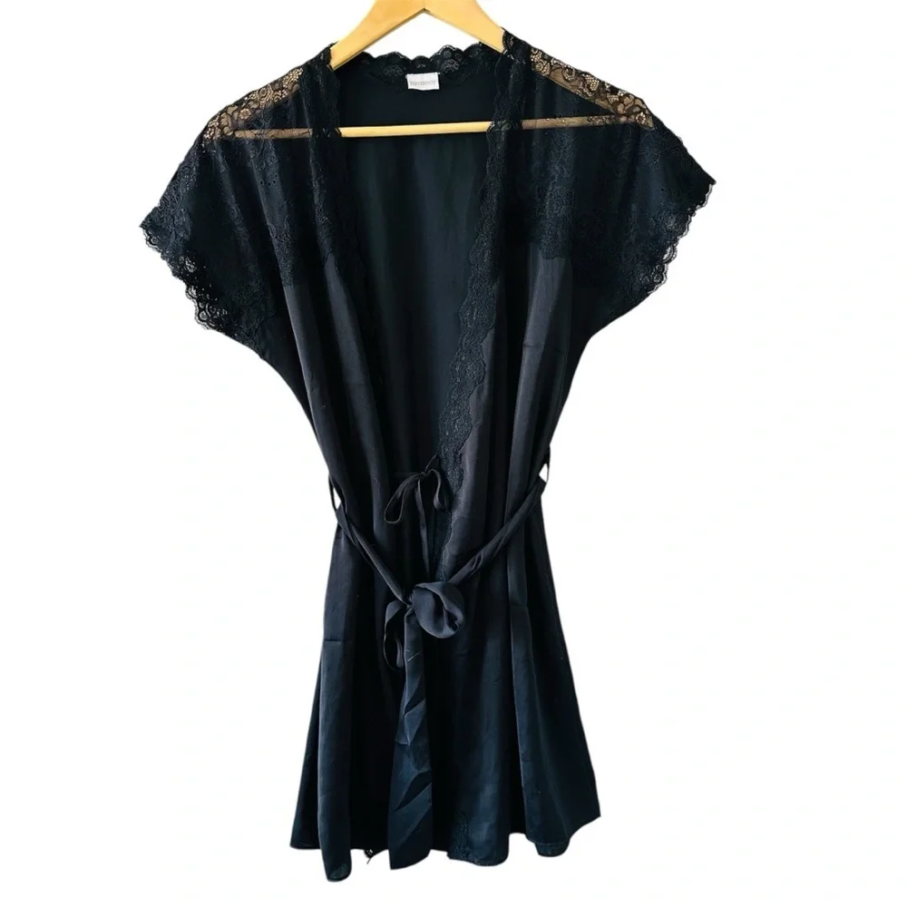 Yamamay Black Lace Robe Sz Small Coquette  Rococo Revival | Old Hollywood